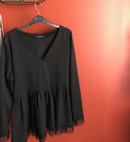 Ajout bande de dentelle bas de blouse